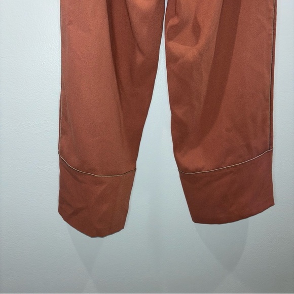 Oak + Fort Rust Wide-Leg Cropped Burnt Orange Rust Colored Pants | Size 0 - Picture 5 of 11